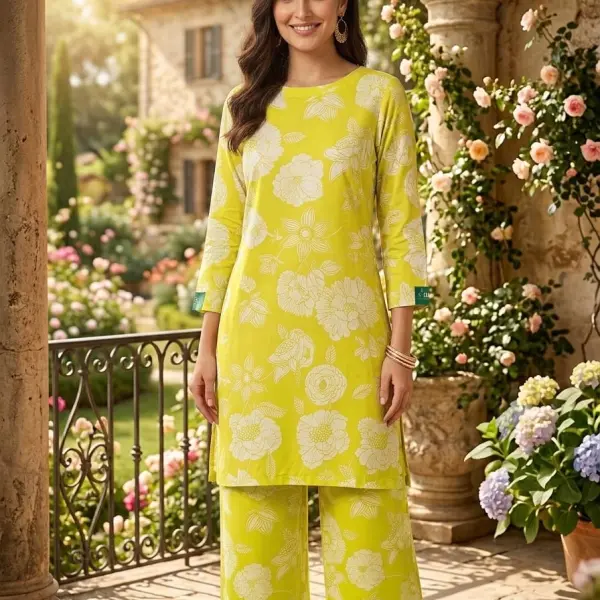 Printed - Floral Co-ord Set - Lime