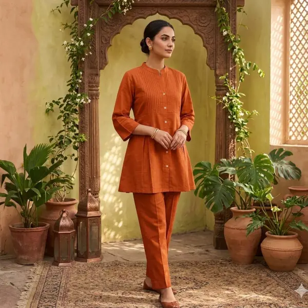 Pintex Co-ord Set - Rust Orange