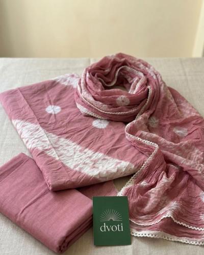 Needle TieAndDie Bhandani Coral Pink Suit