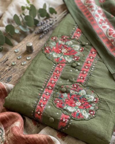 sequence work Printed bottom Cotton Suit