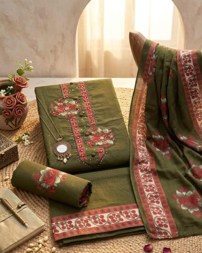 sequence work Printed bottom Cotton Suit